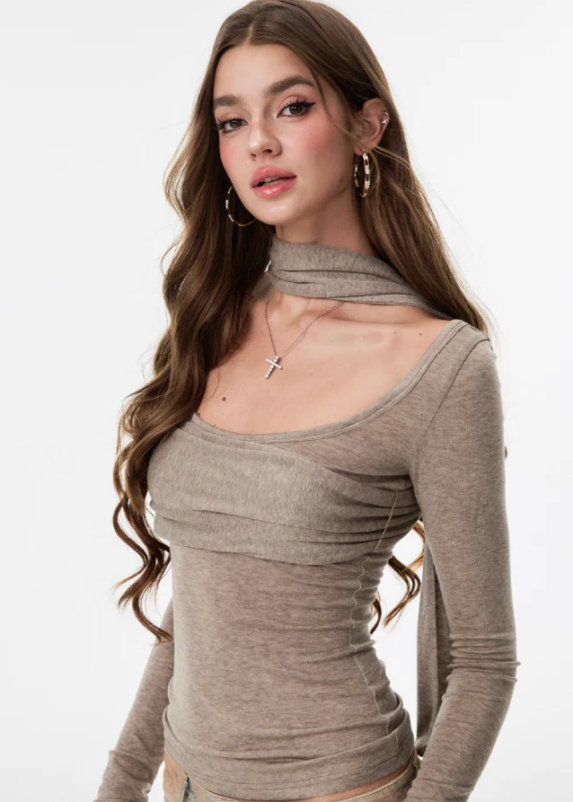 Softline Halo Neck Long Sleeve Top