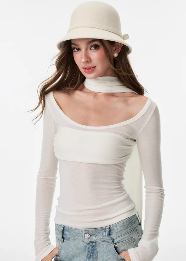 Softline Halo Neck Long Sleeve Top - Image 4