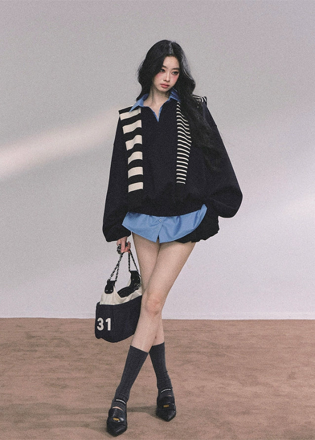 K-Prep Oversize Layered Polo Sweatshirt - Image 6