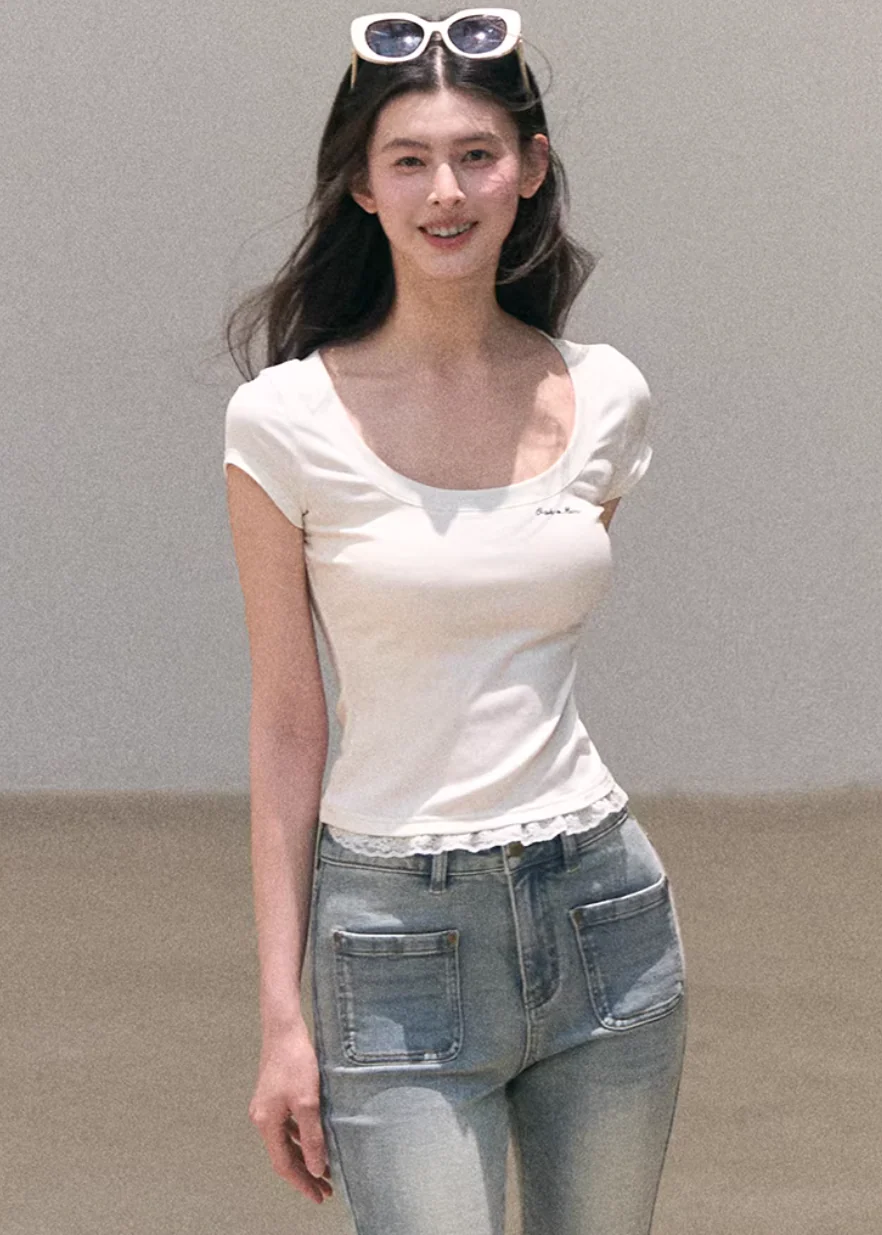Spring Letter Lace Layer Tee - Image 6