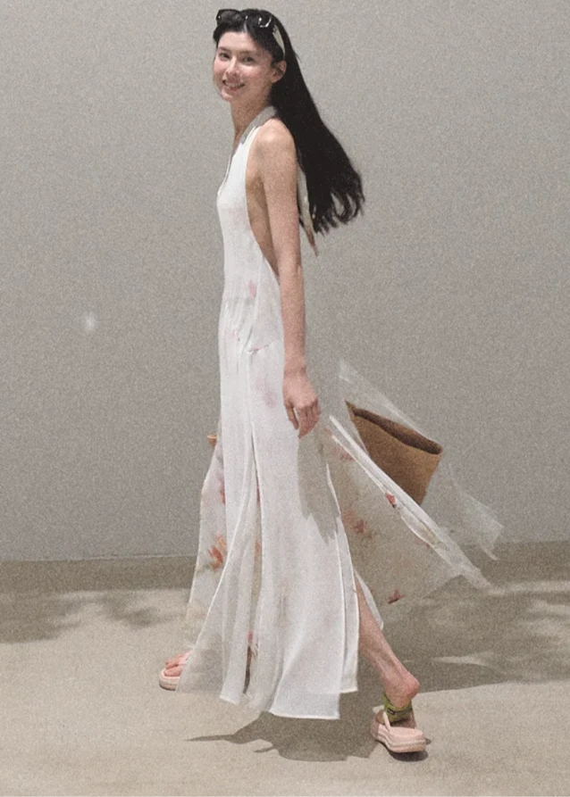 Printed Halter Strap Vacation Dress - Image 8