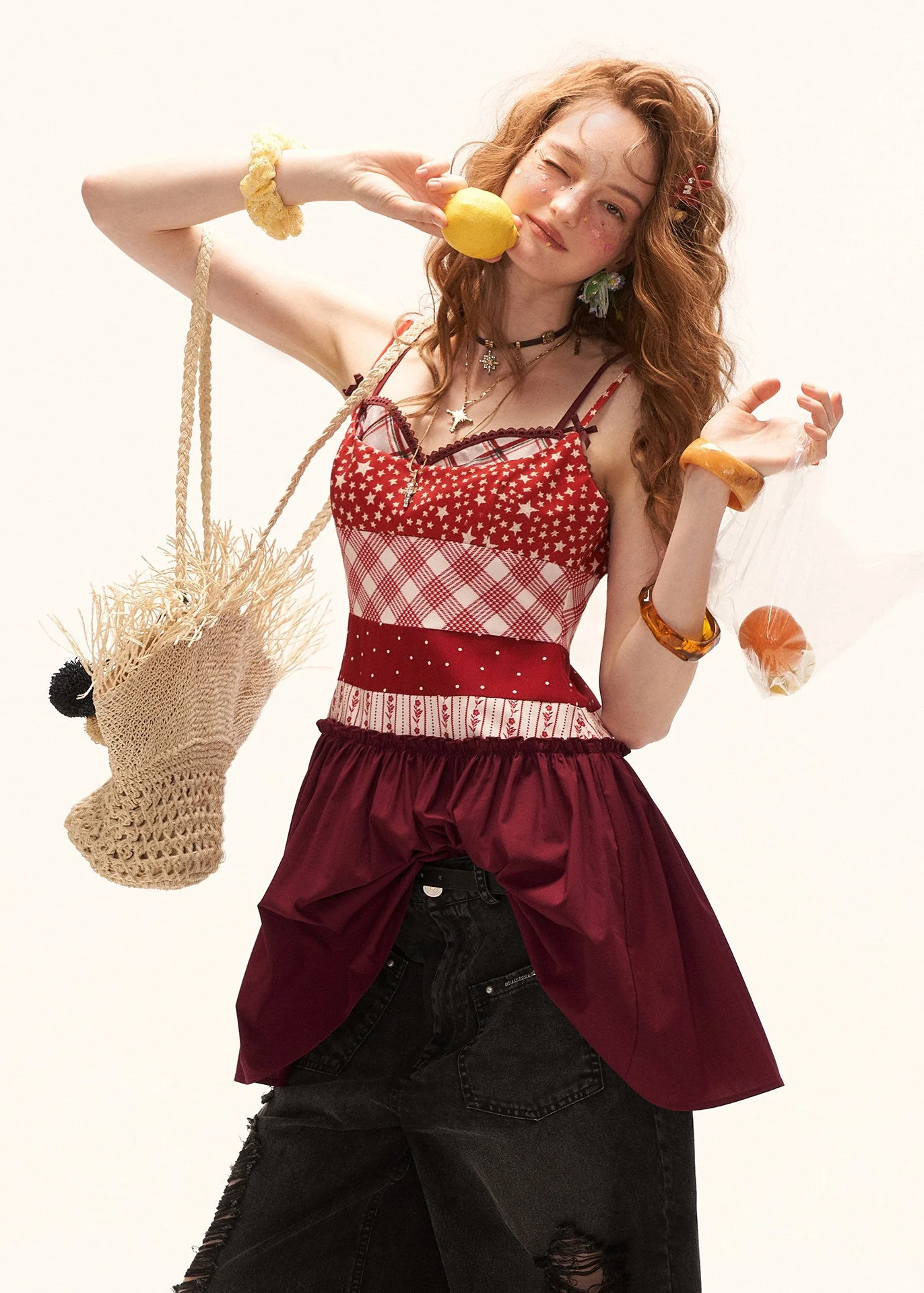 Star Check Camisole Mini Dress - Image 2