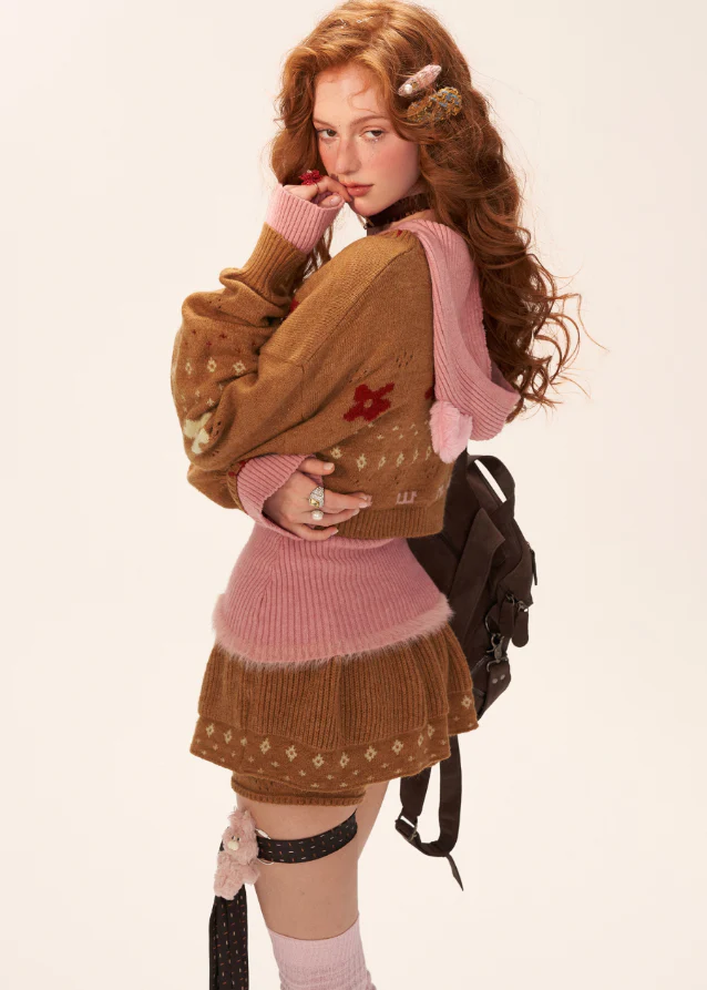 Star Flower Knit Lazy Crop Sweater Drop - Image 3