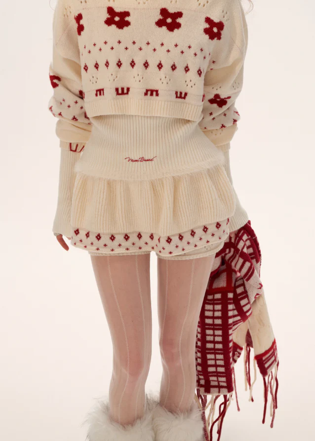 Star Flower Knit Lazy Crop Sweater Drop - Image 7