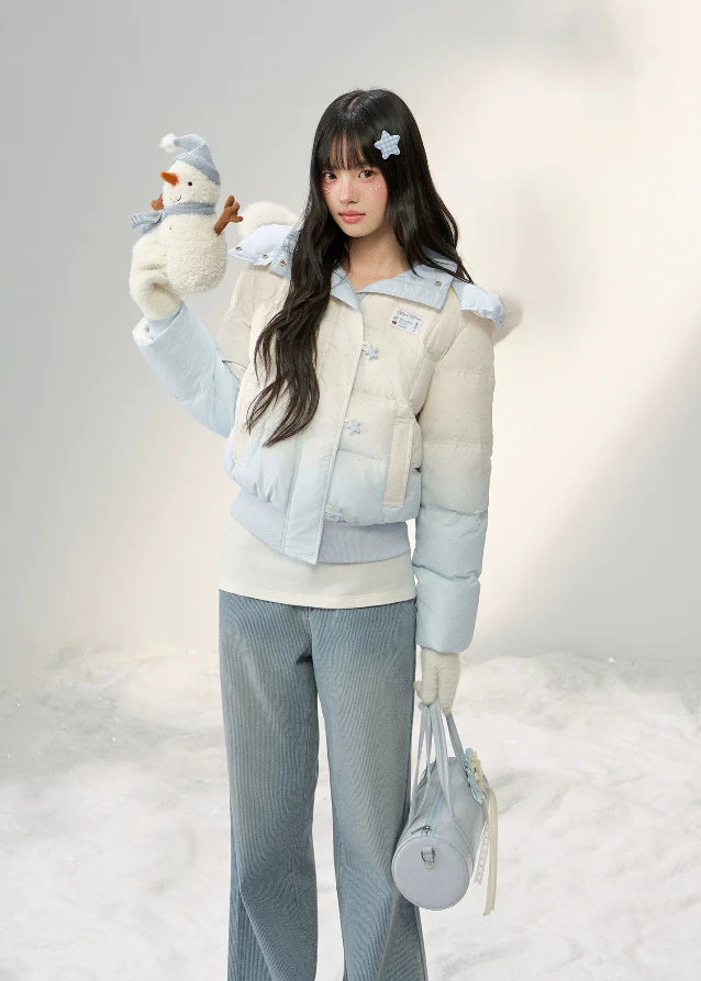 Stardust Frost Gradient Fur-Collar Down Jacket - Image 3