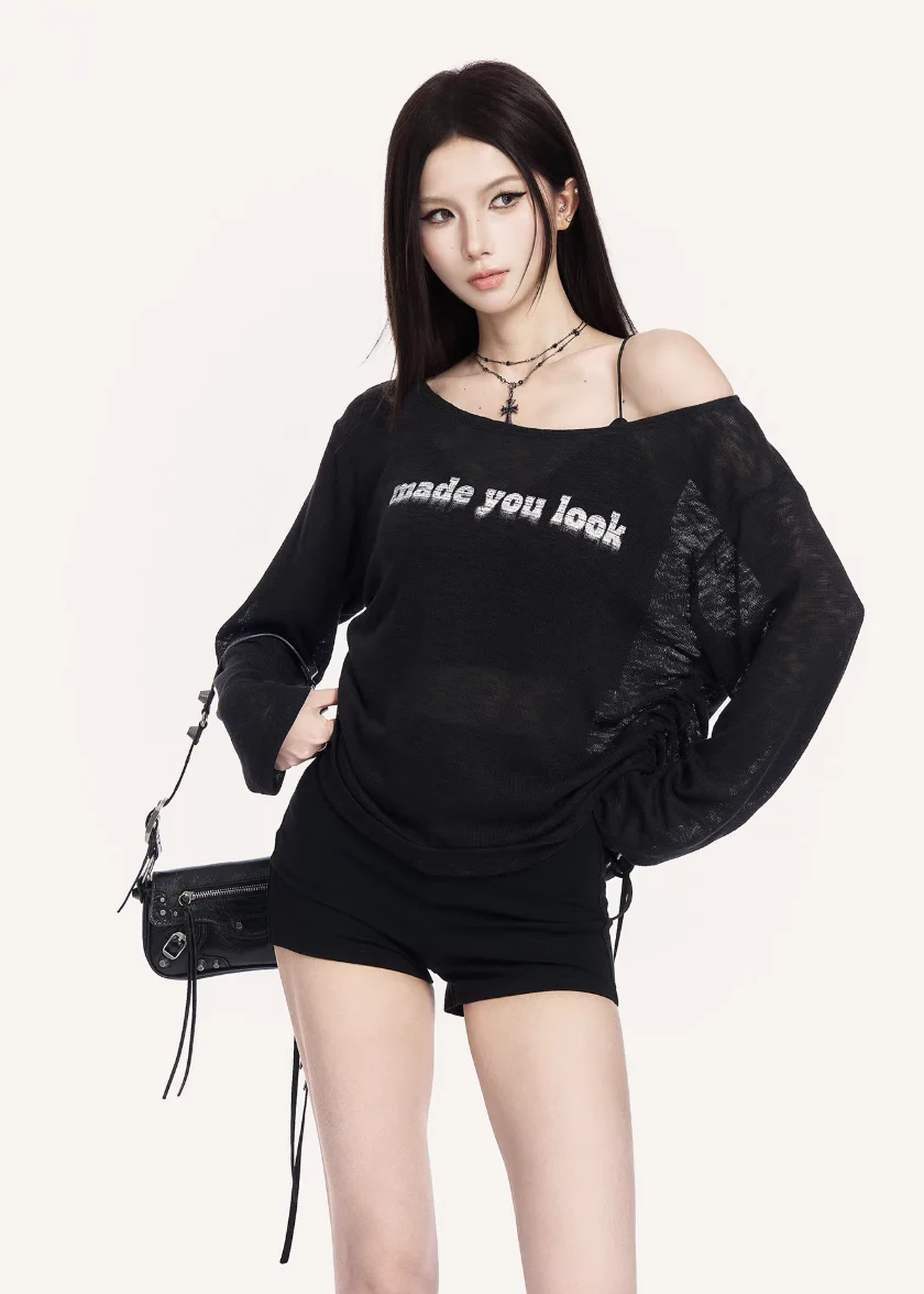 Static Sheer Letter Top