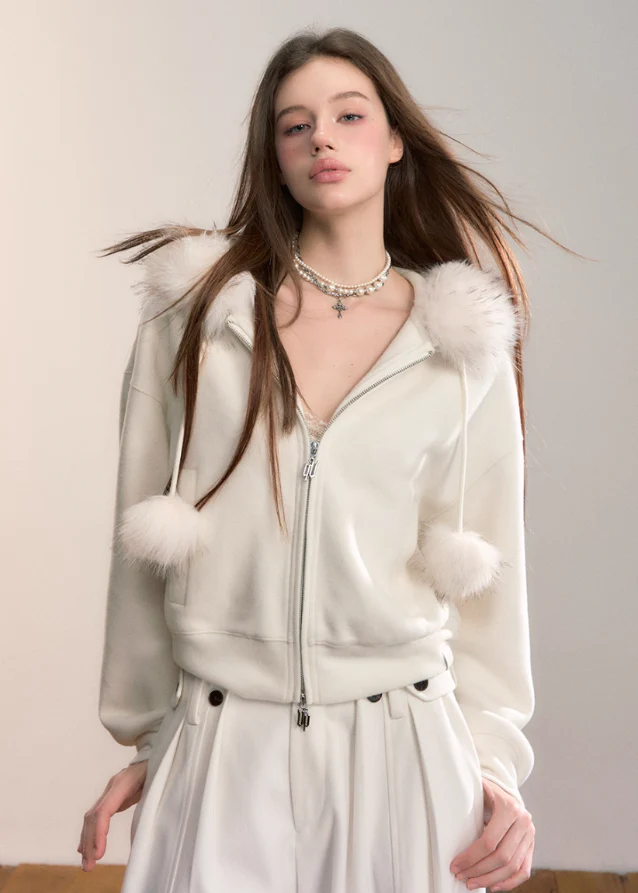 Street Winter Fur-Trim Fleece Hoodie - Image 2