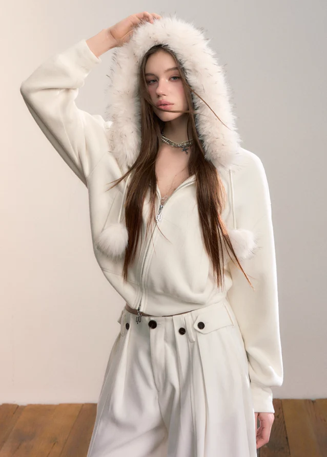 Street Winter Fur-Trim Fleece Hoodie - Image 3