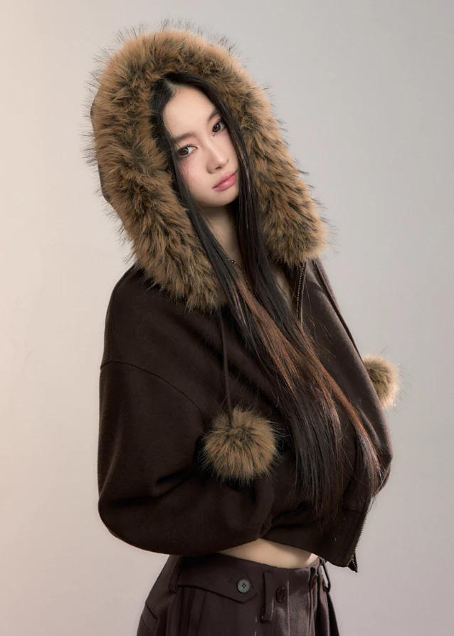Street Winter Fur-Trim Fleece Hoodie - Image 7