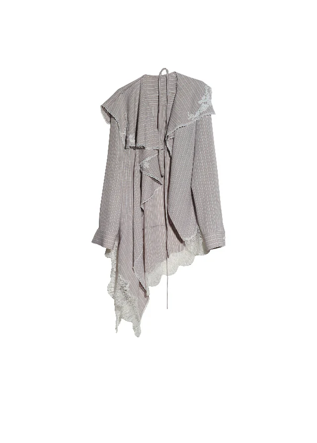 Stripe Flow Asymmetric Long Shirt - Image 10