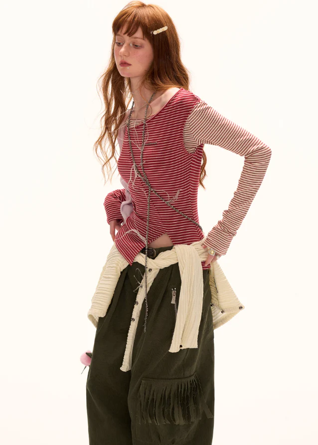 Striped Faux Two-Piece Top - Image 9