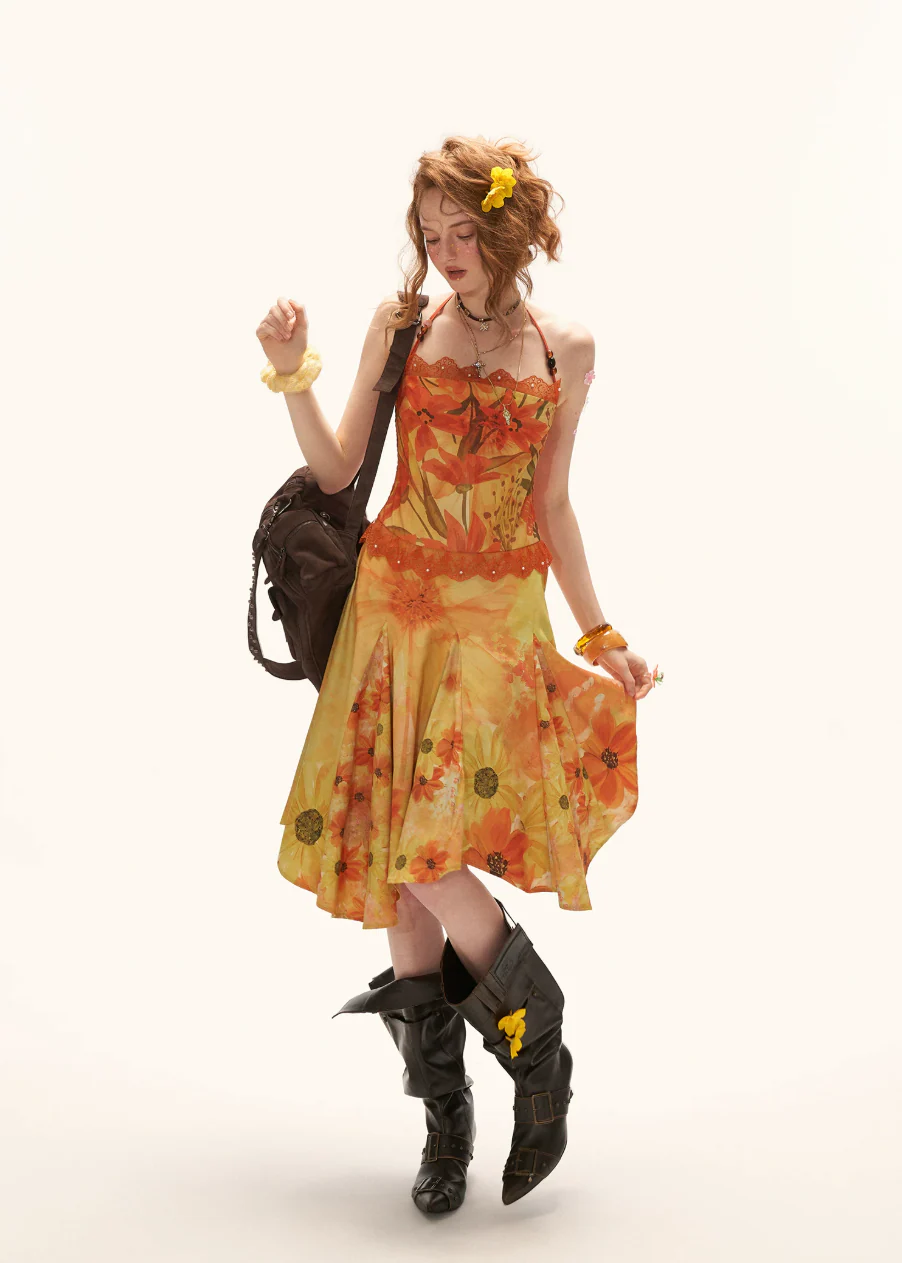 Sunflare Halter Midi Dress - Image 4