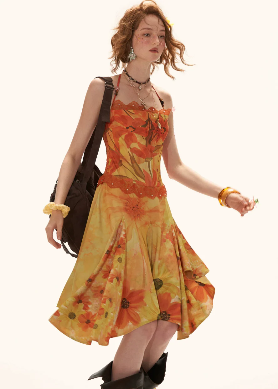 Sunflare Halter Midi Dress - Image 5