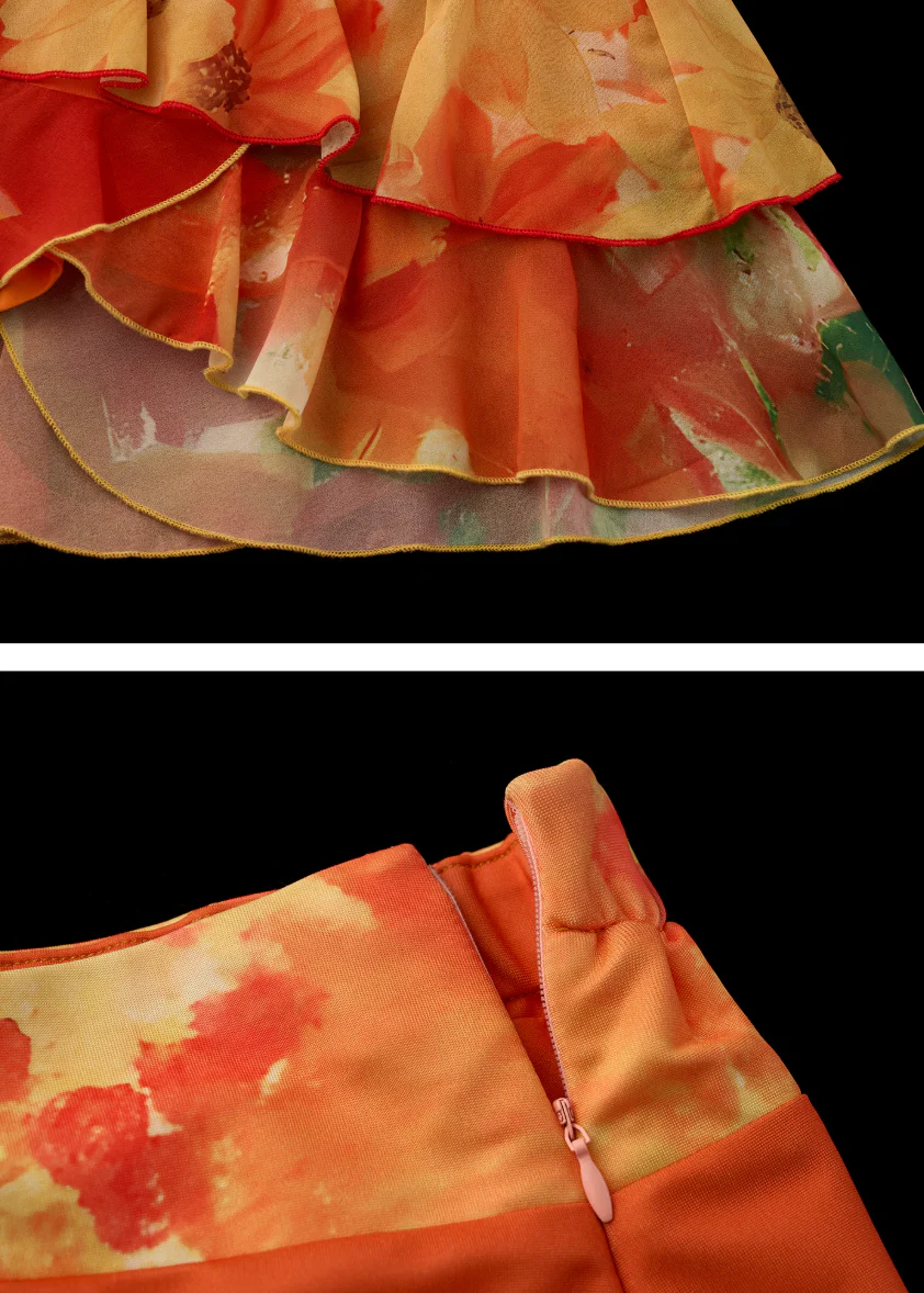 Sunset Bloom Layered Mini Skirt - Image 11