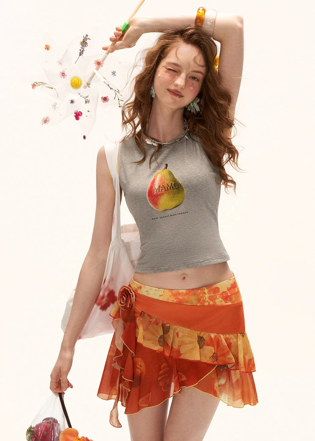 Sunset Bloom Layered Mini Skirt - Image 4