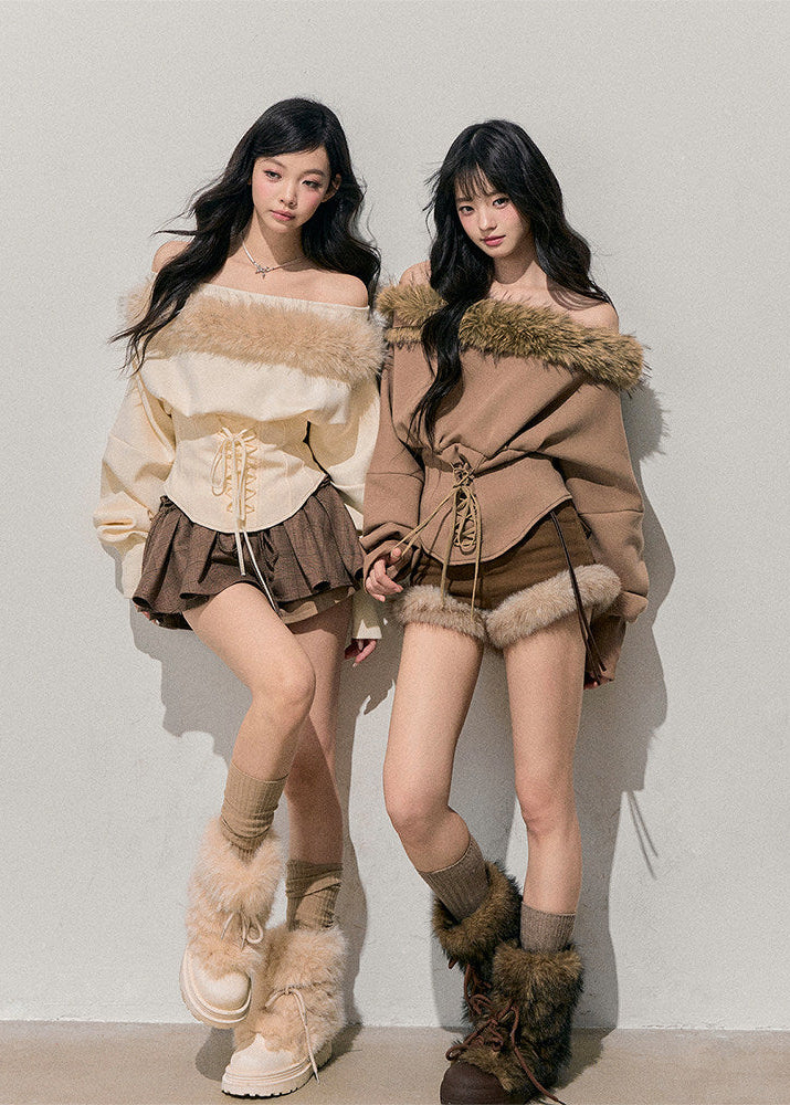 Sunset Whisper Fur-Trim Top - Image 2