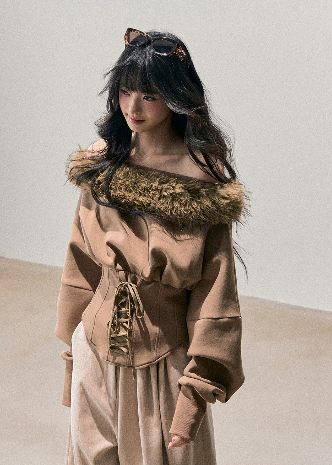 Sunset Whisper Fur-Trim Top - Image 6