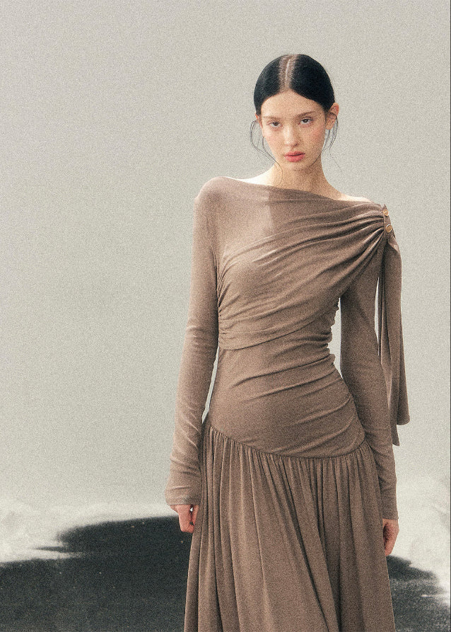 Suxin Streamline Draped Dress