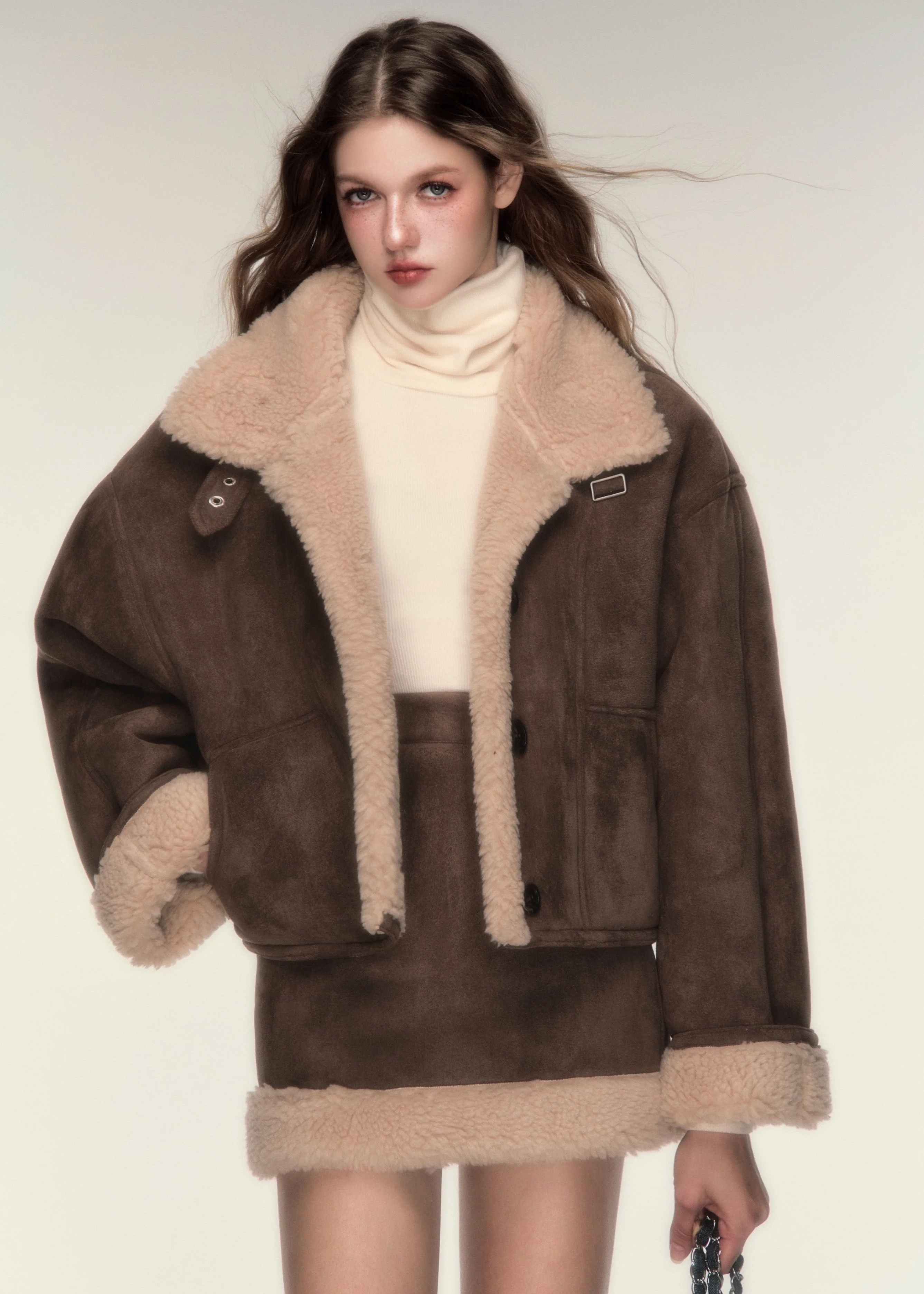 Retro Maillard Fur Skirt Set - Image 2