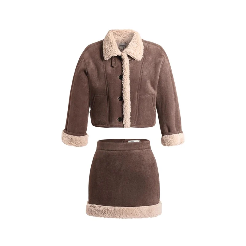 Retro Maillard Fur Skirt Set - Image 5