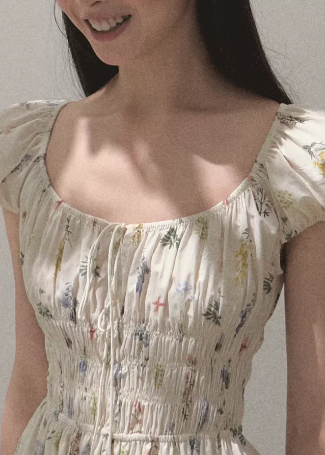 Graffiti Print Drawstring Cotton Dress - Image 2