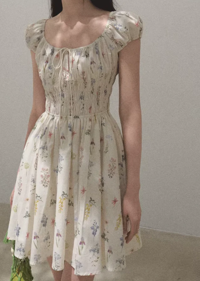 Graffiti Print Drawstring Cotton Dress - Image 3