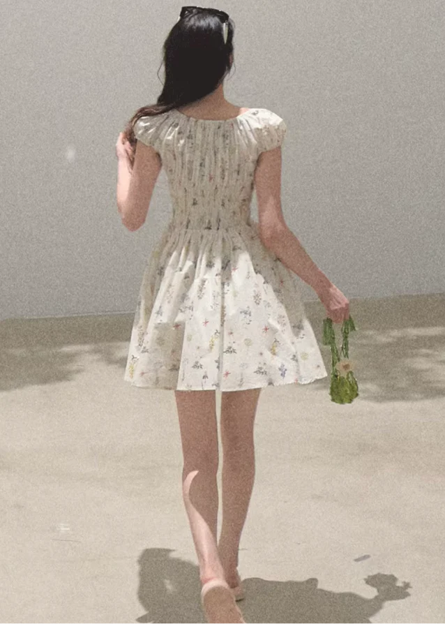 Graffiti Print Drawstring Cotton Dress - Image 7