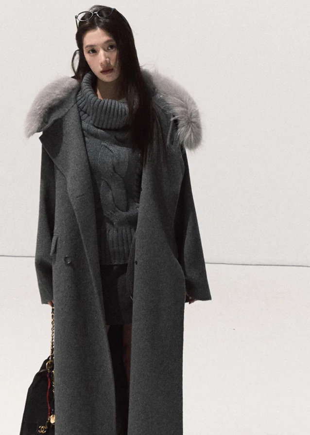 Twilight Loft Merino Fur-Collar Maxi Coat - Image 3