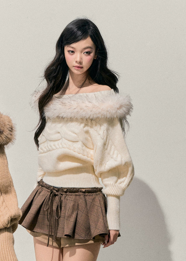 Twilight Tea Mohair Off-Shoulder Sweater - Image 3