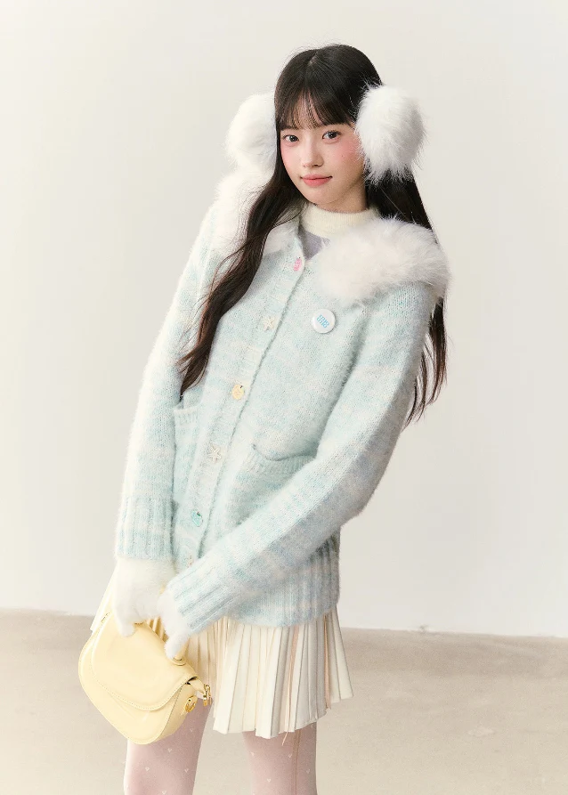 Icewave Fuzzy Hood Knit Jacket