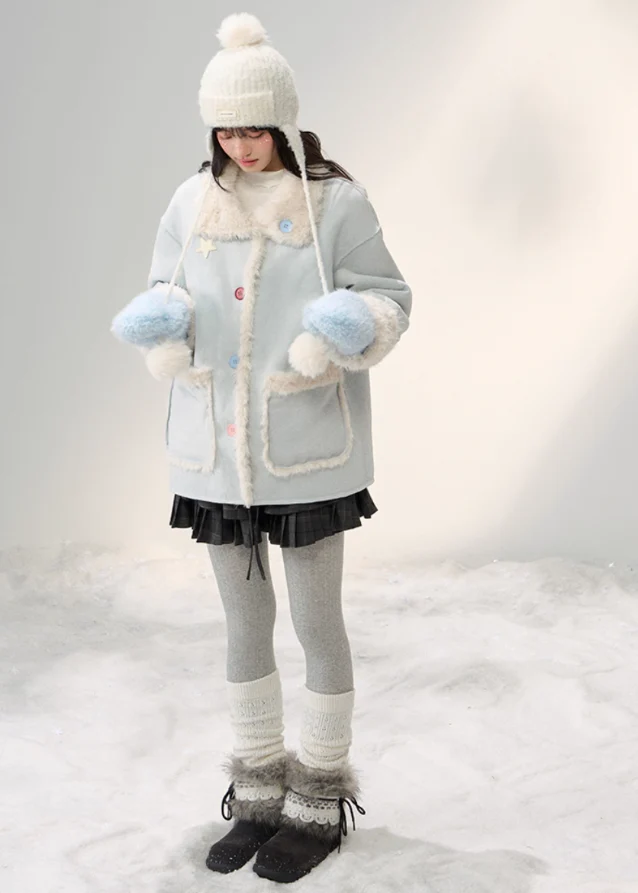 Sugar Suede Fluff Patchwork Lapel Coat - Image 11