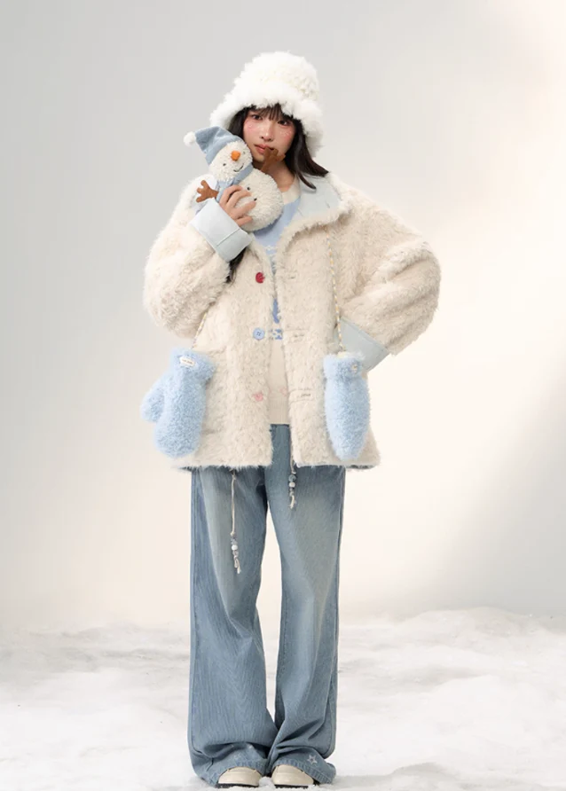 Sugar Suede Fluff Patchwork Lapel Coat - Image 9
