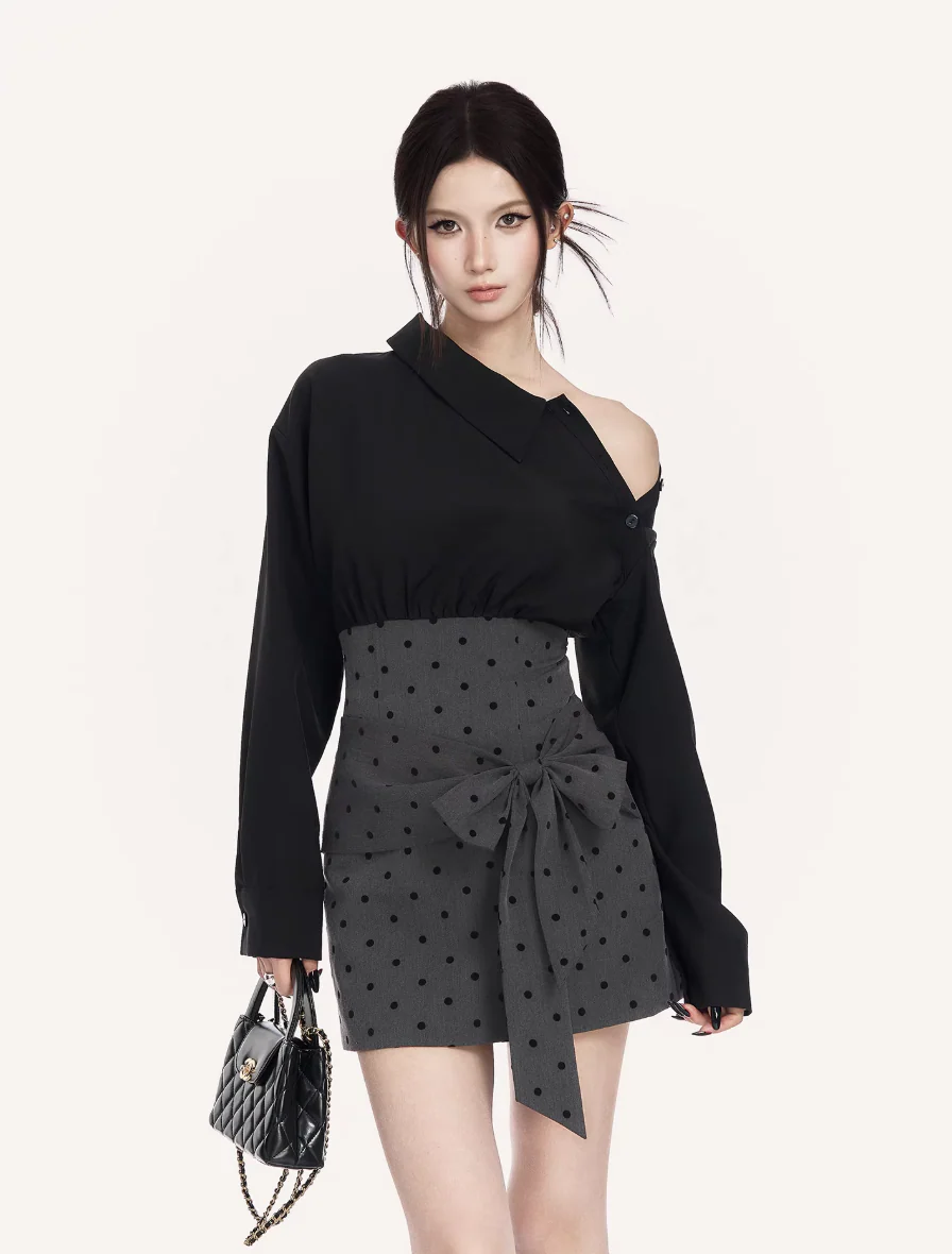 Vector Off-Shoulder Wrap Dress - Image 2