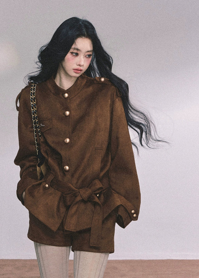 Velours Royale Suede Coat & Shorts Set - Image 3