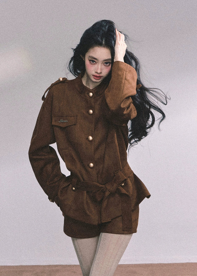Velours Royale Suede Coat & Shorts Set - Image 4
