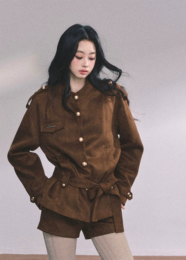 Velours Royale Suede Coat & Shorts Set - Image 5