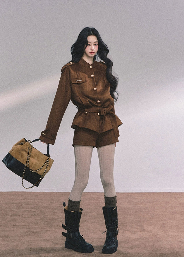 Velours Royale Suede Coat & Shorts Set - Image 7