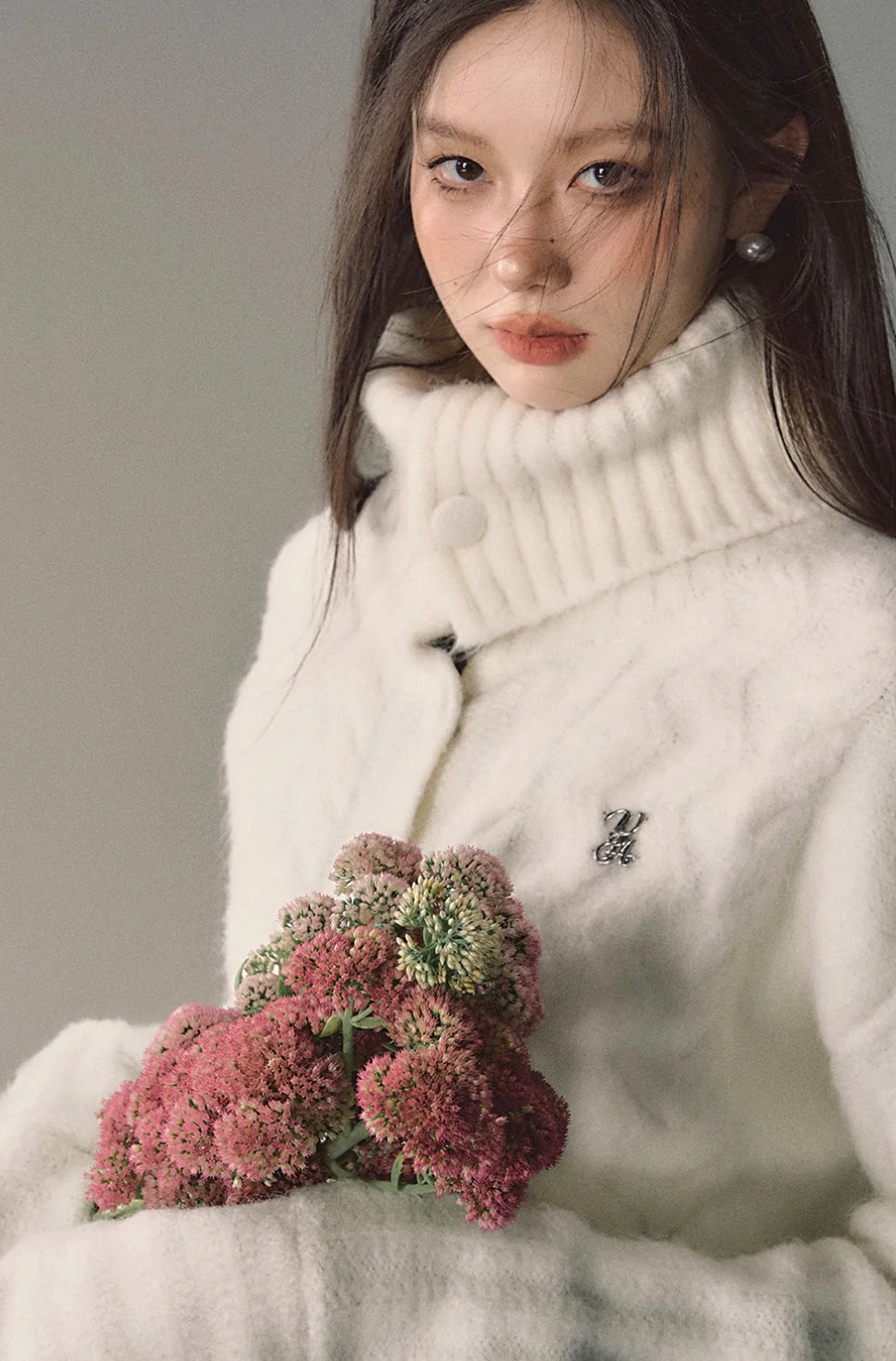 Alpaca wool knitted sweater high collar top jacket - Image 10