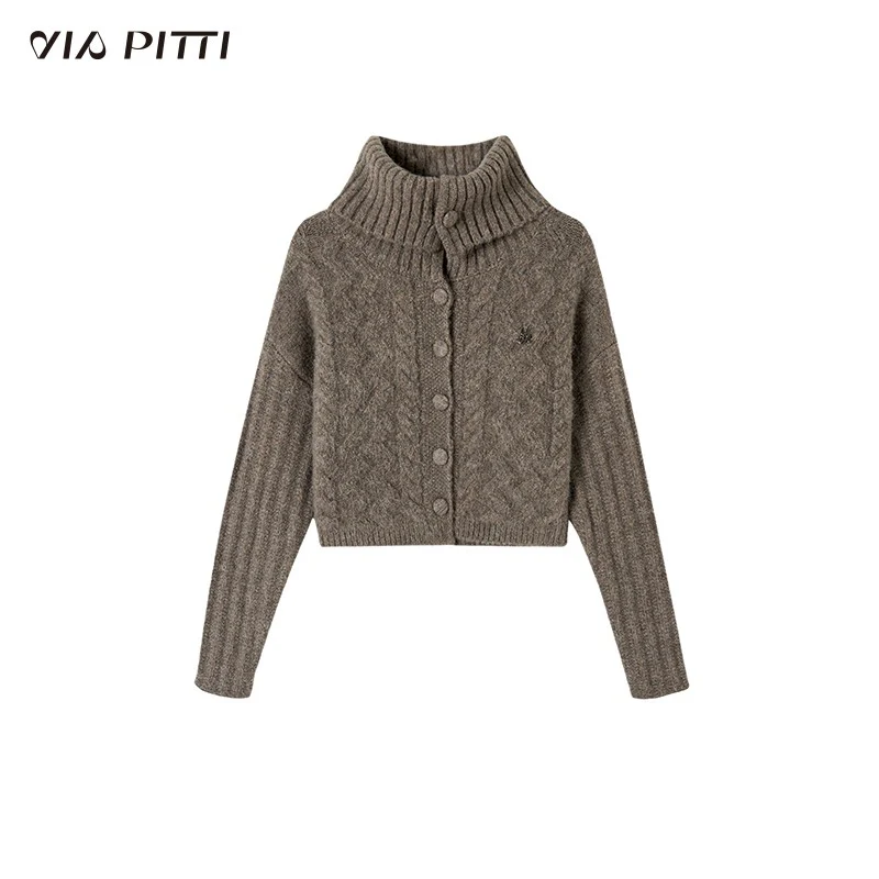 Alpaca wool knitted sweater high collar top jacket - Image 12