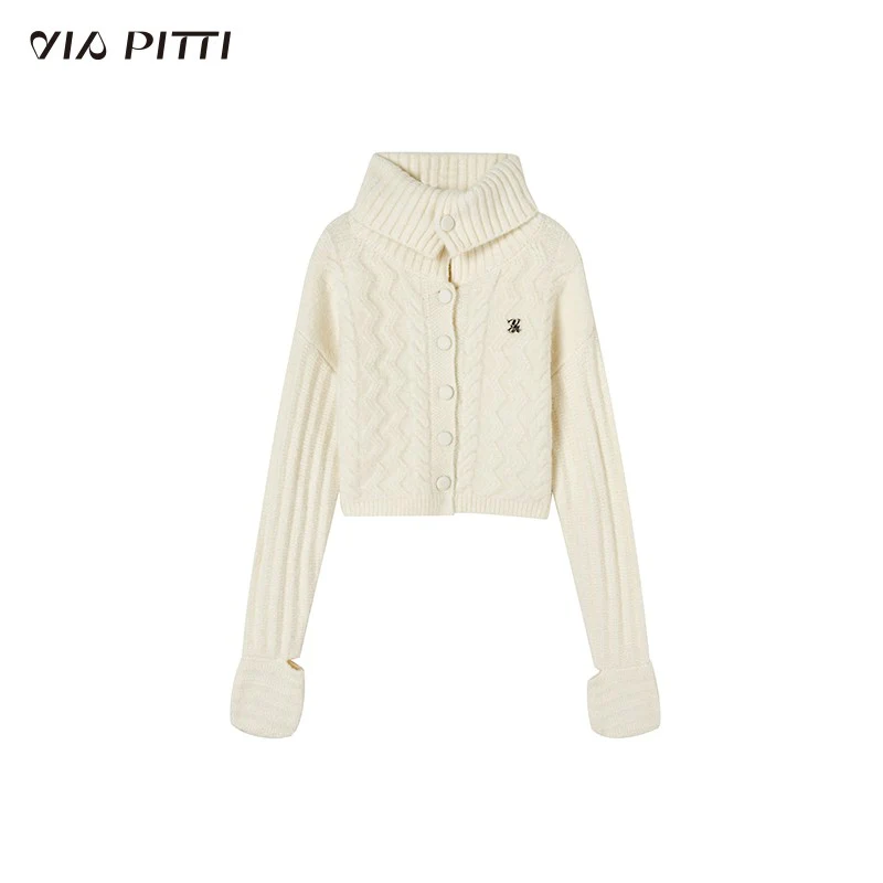 Alpaca wool knitted sweater high collar top jacket - Image 13