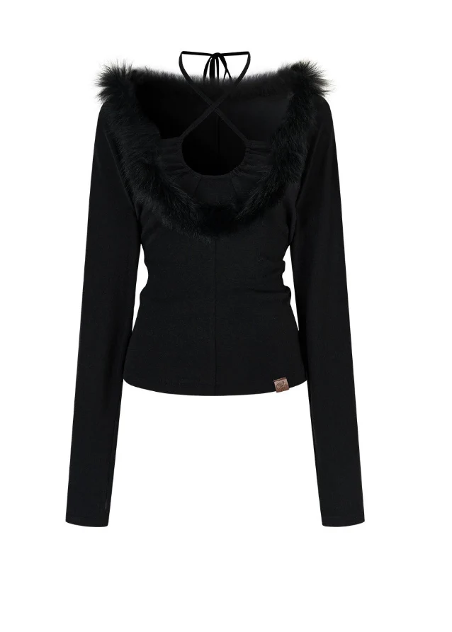 Luxe Fur Trim Crossover Knit Top - Image 8