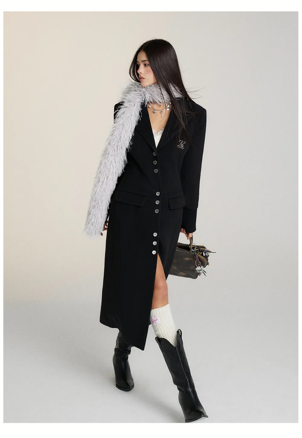 Long suit collar woolen versatile coat - Image 3