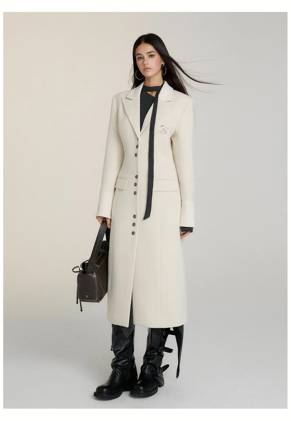 Long suit collar woolen versatile coat - Image 7