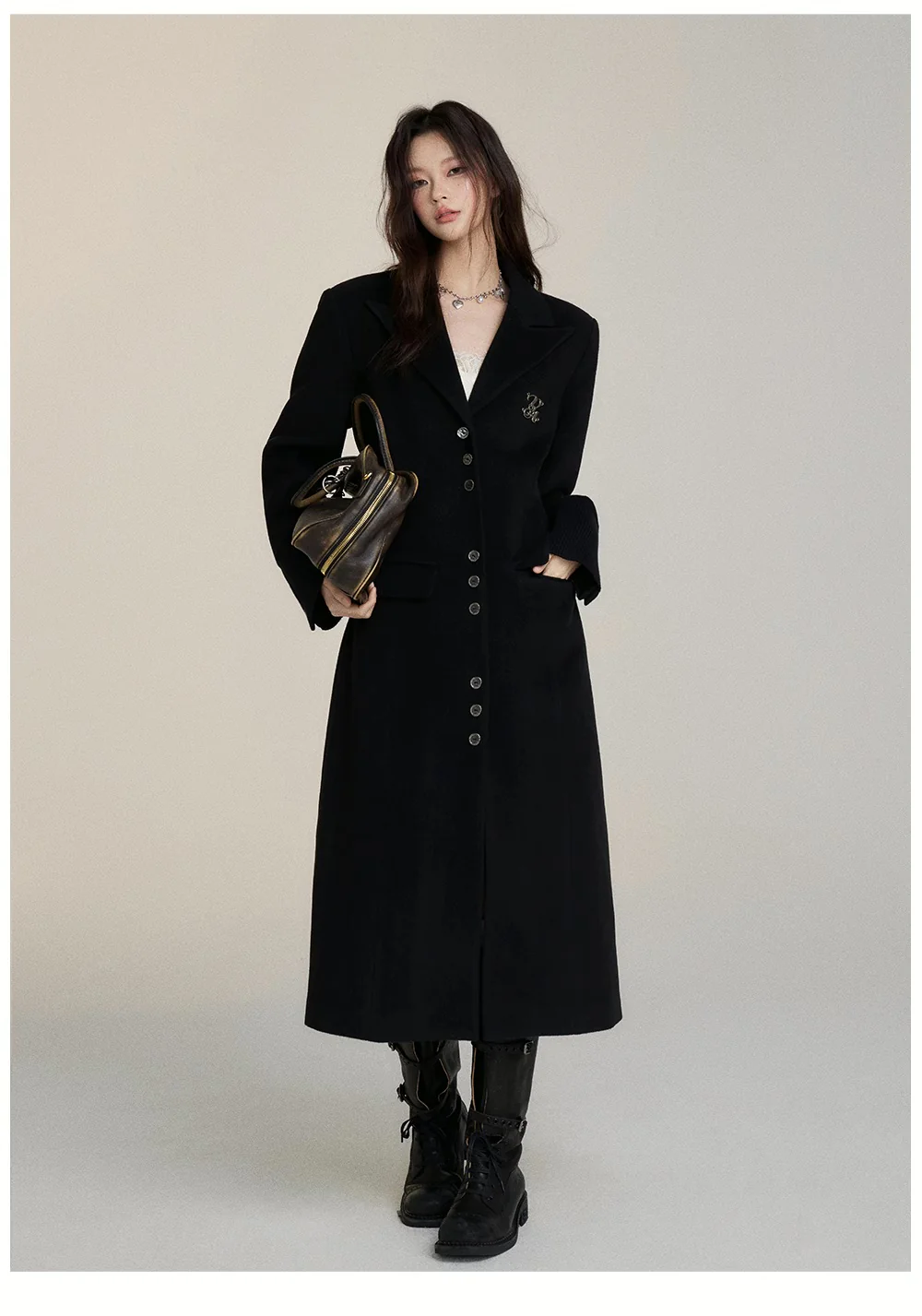 Long suit collar woolen versatile coat - Image 9