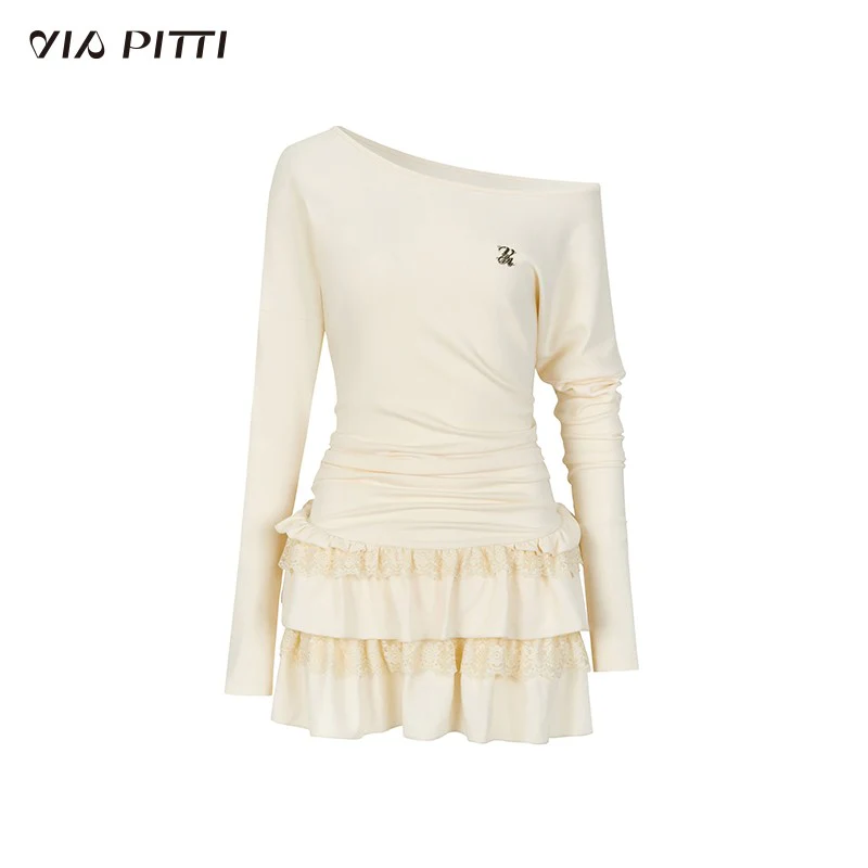 One-Shoulder Lace Tiered Midi Dress - Image 10