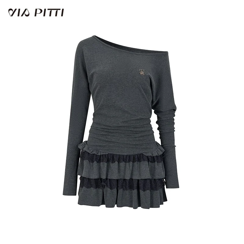 One-Shoulder Lace Tiered Midi Dress - Image 11