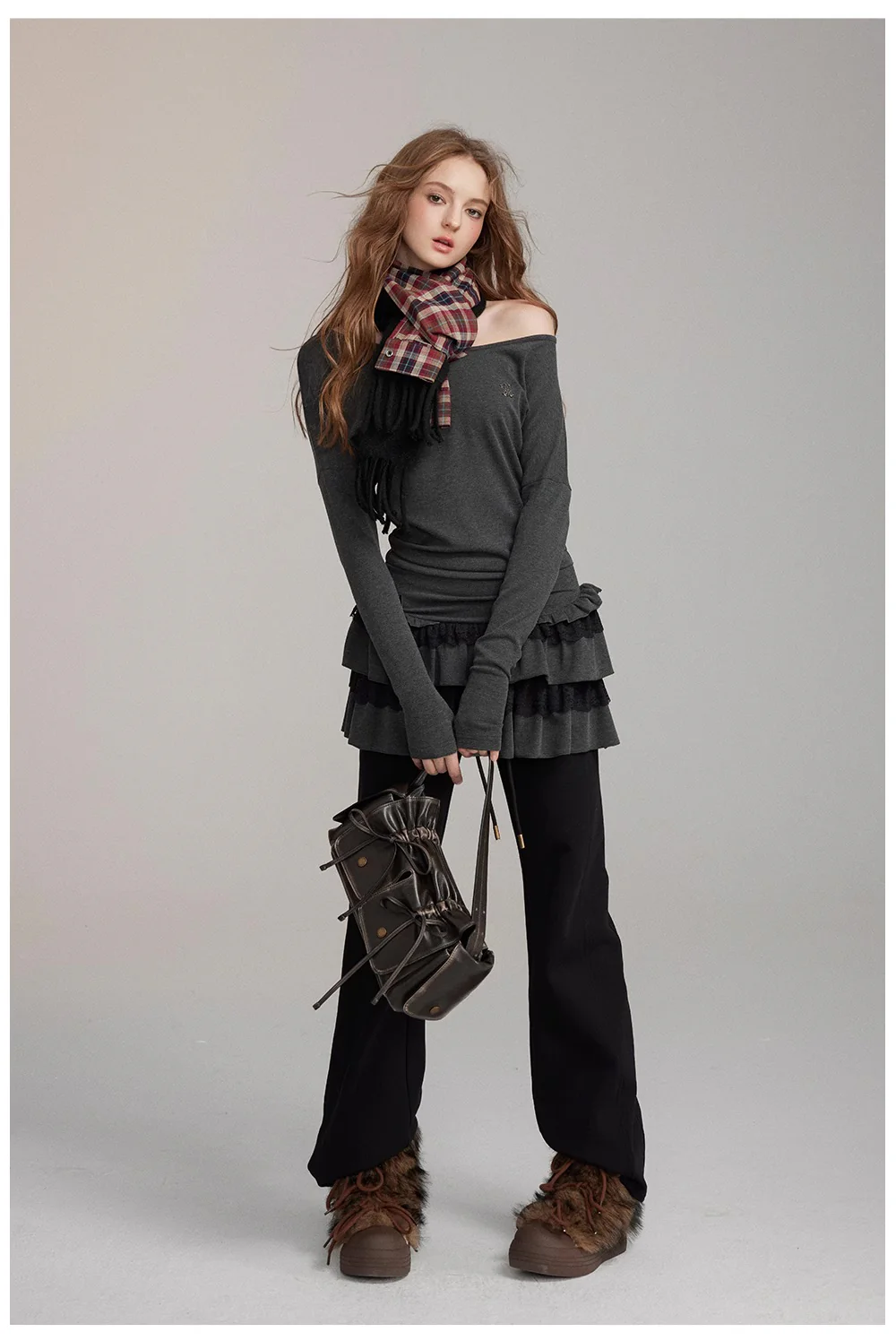 One-Shoulder Lace Tiered Midi Dress - Image 5