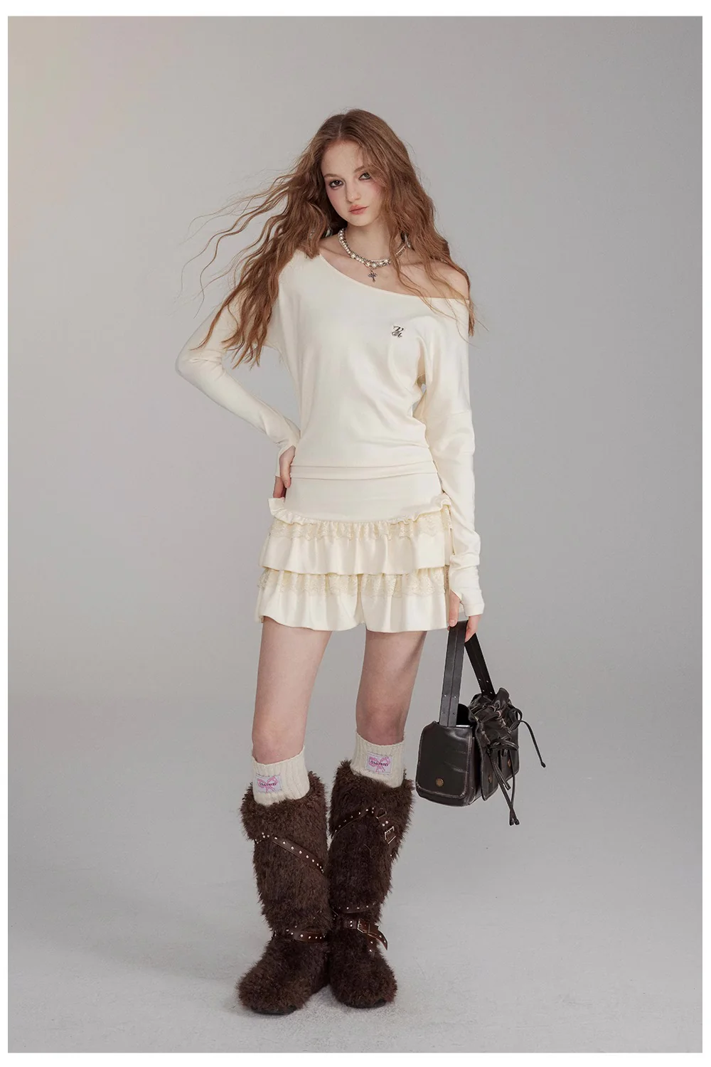 One-Shoulder Lace Tiered Midi Dress - Image 9