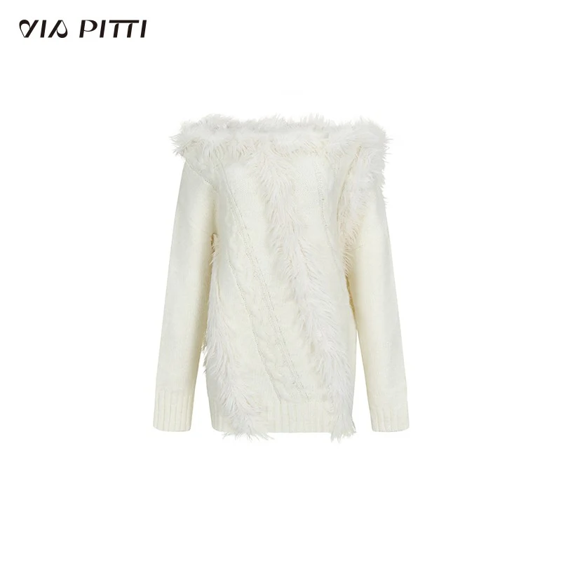 Off-shoulder design with wool knit sweater top - Image 19