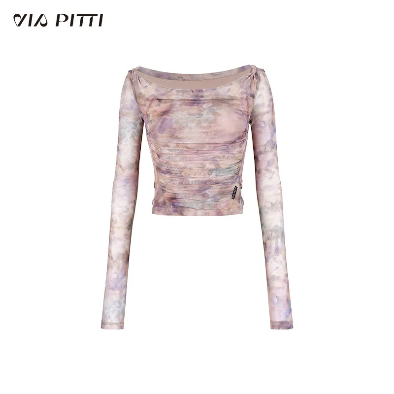 Rendering color design pure desire off shoulder mesh T-shirt - Image 8